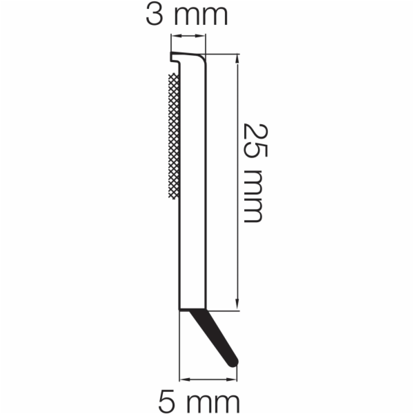 Plochý proužek s okrajem, samolepicí, 40 x 2,5 mm, použit...