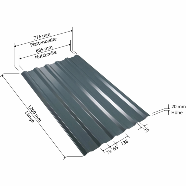 Weckman trapézový ocelový plech 776 mm x 1200 mm o tloušť...