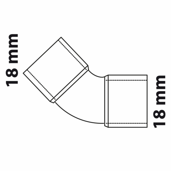 Kirchhoff ohyb 45° 18 mm 2 pouzdra prázdná