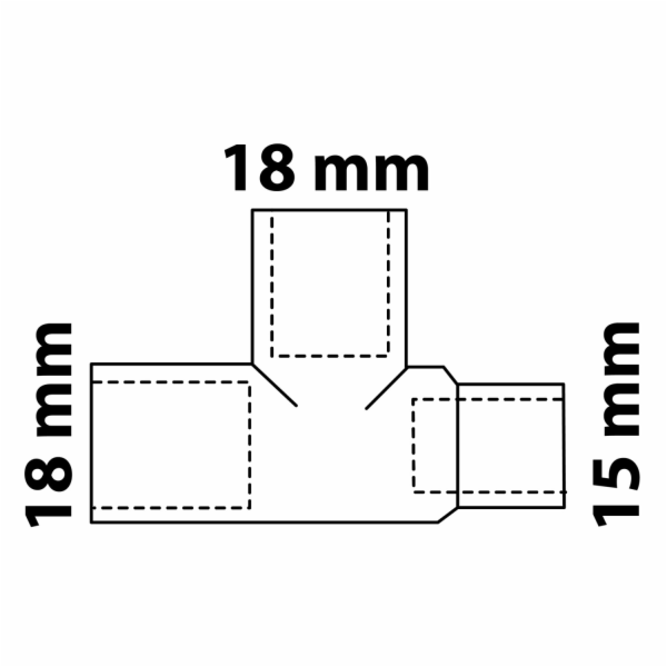 Kirchhoff redukční T-kus 18 mm x 18 mm x 15 mm, 3 objímky...