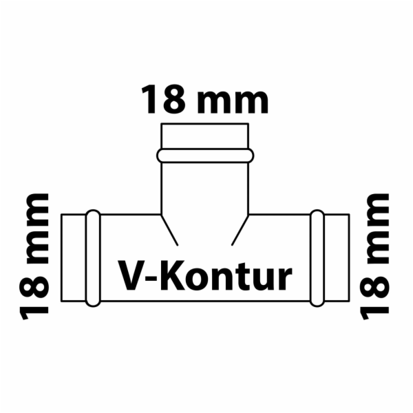 Kirchhoff měděný T-kus, 3 objímky, holý, 18 mm