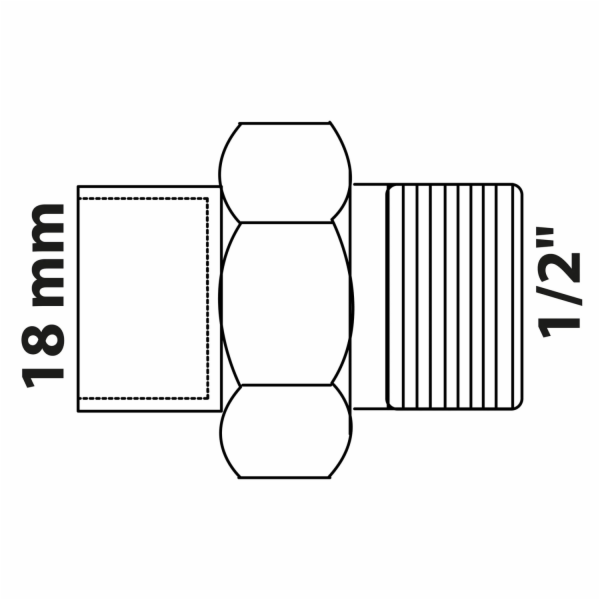 Šroubení Kirchhoff 18 mm x 21 mm (vnější závit 1/2"), kuž...