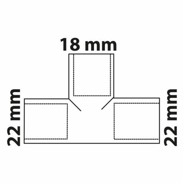 Kirchhoff redukční T-kus 22 mm x 18 mm x 22 mm, 3 objímky...