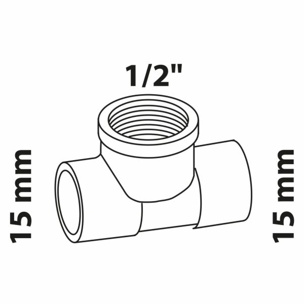 Kirchhoff T-kus 15 mm x 18,7 mm (1/2" vnitřní závit) x 15...