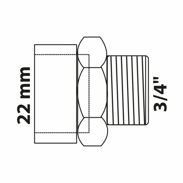 Kirchhoff přechodová nipl 22 mm x 26,4 mm (vnější závit 3...