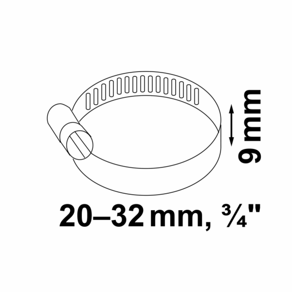 Hadicová spona Kirchhoff, šířka 9 mm, rozsah sevření 20-3...