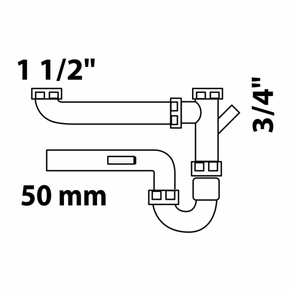 Kirchhoff trubkový sifon pro dvojité dřezy 44,9 mm (1 1/2...