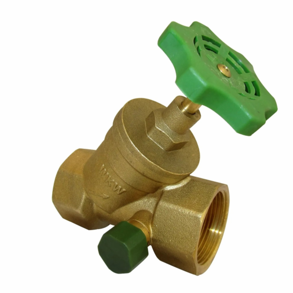 Kirchhoff úhlový sedlový ventil s odtokem, mosaz, lesklá,...