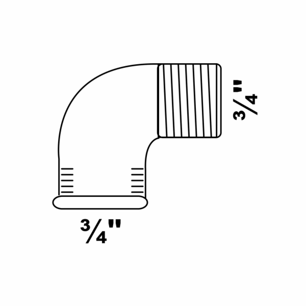 Kirchhoff úhelník 90° 24,2 mm (3/4" vnitřní) x 26,4 mm (3...