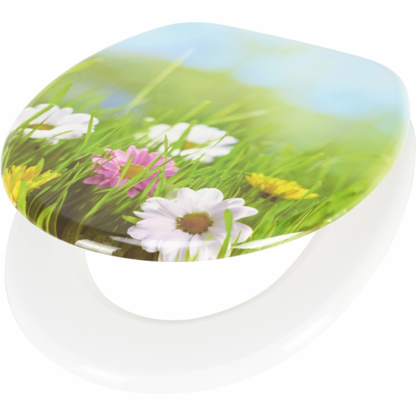 Záchodové sedátko Surumu, dřevěné jádro, květinová louka