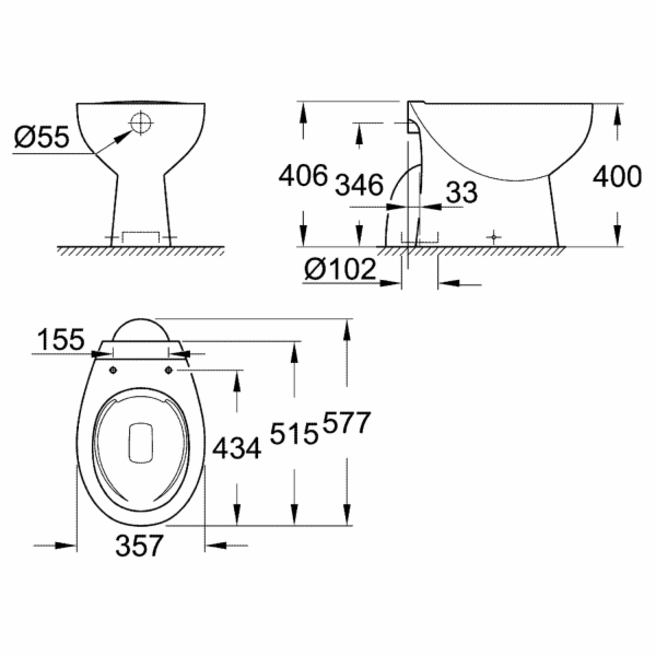 Grohe stojící WC, hluboké splachování, keramika, alpská bílá