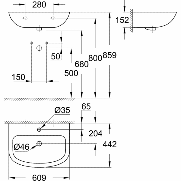 Grohe umyvadlo Bau keramické 60 cm bílé