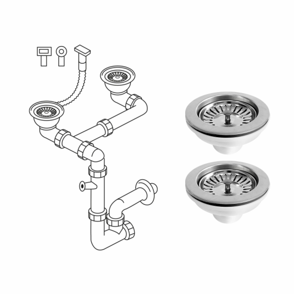 Trubkový sifon Miló pro dvojitá umyvadla O 114 mm