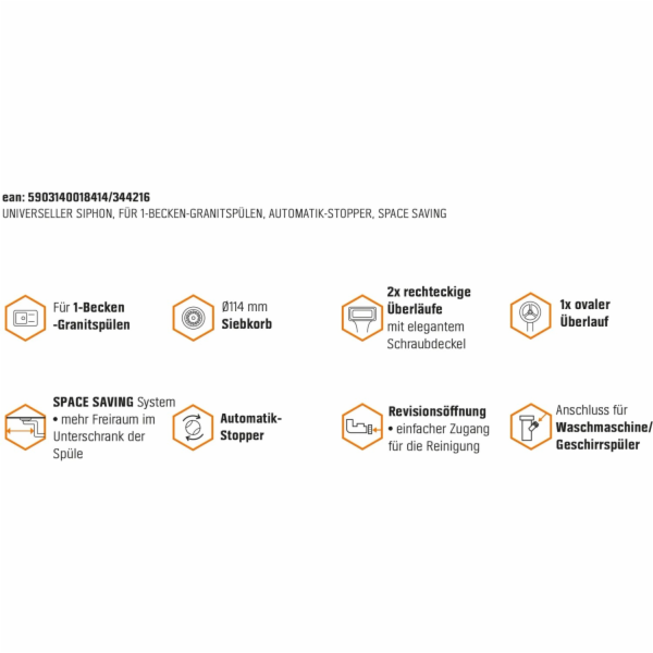 Trubkový sifon Miló s excentrem O 114 mm