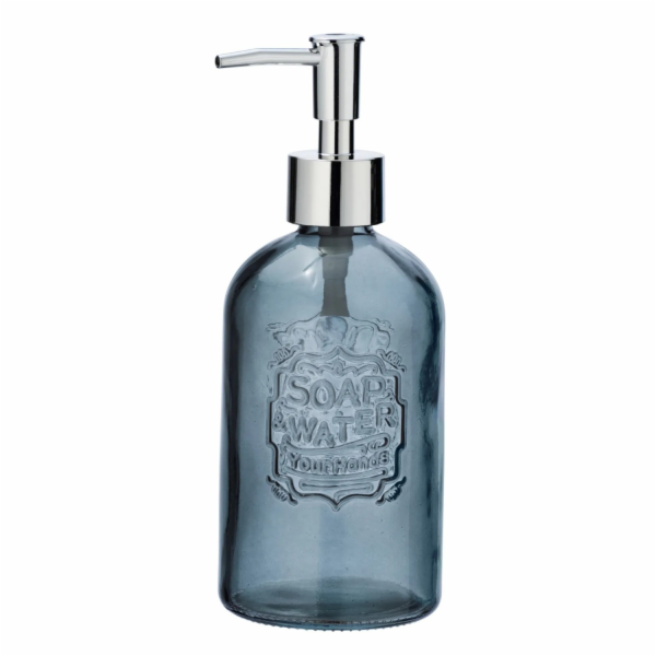 Dávkovač mýdla Wenko Vetro šedý kulatý, pravé sklo, 0,4 l...