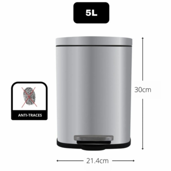 Kartáčovaný koš Spirella Akira s pedálem 5 l