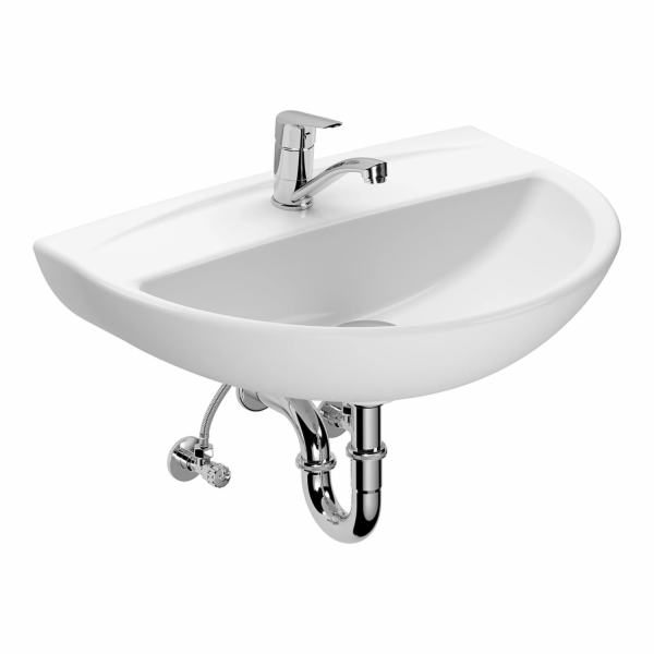 Umyvadlo Baliv 60 cm s baterií a sifonem, bílé