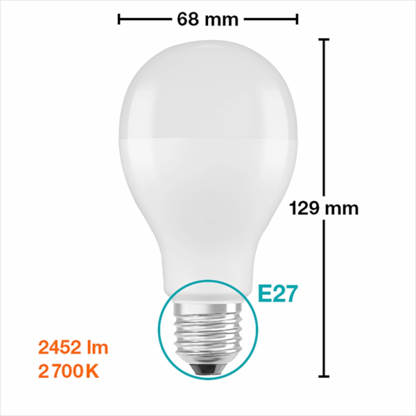 Osram LED žárovka E27, tvar žárovky, 19 W, 2452 lm, 12,9 ...
