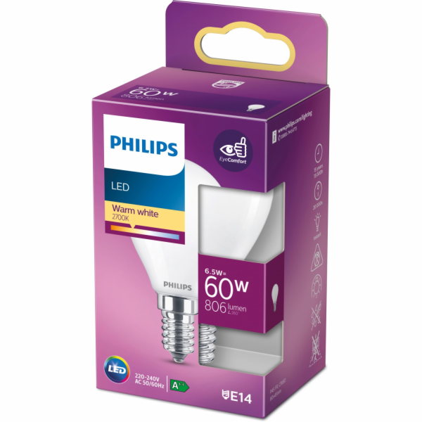 Philips LED žárovka E14 kapkovitý tvar 6,5 W 806 lm 8 x 4...