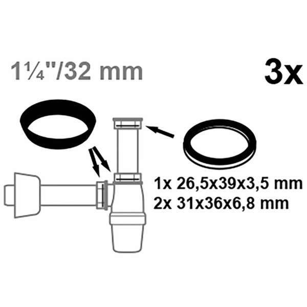 Kirchhoff Sada těsnění sifonu pro umyvadlo 32 mm (1 1/4")...