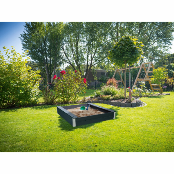 Sonstige Pískoviště z WPC, šedé, 110 cm x 110 cm x 32 cm