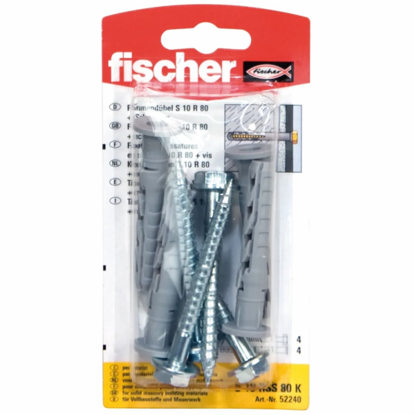 Fischer hmoždinky s dlouhou stopkou SXR 10 x 60 SS K (4 ks)