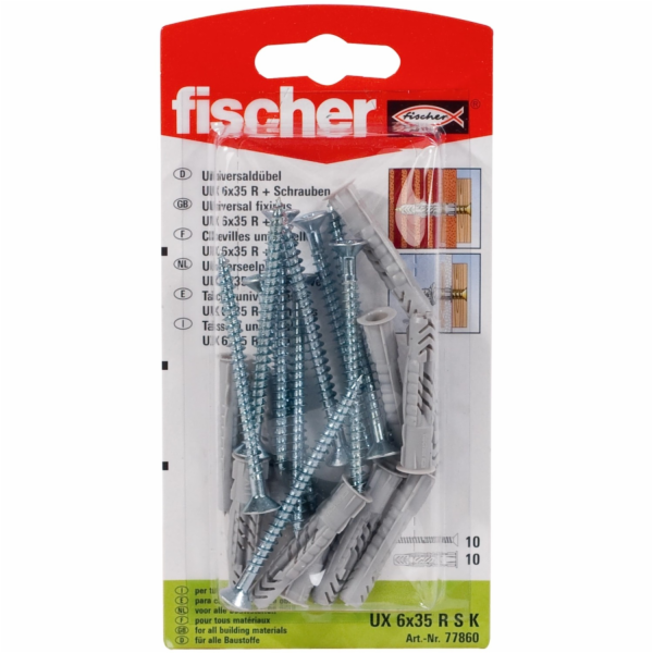 Fischer Univerzální hmoždinky UX 6 x 35 RSK (s okrajem) s...