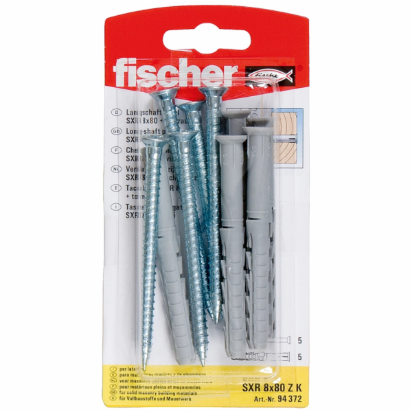 Fischer hmoždinky s dlouhou stopkou SXR 8 x 80 ZK (5 ks)