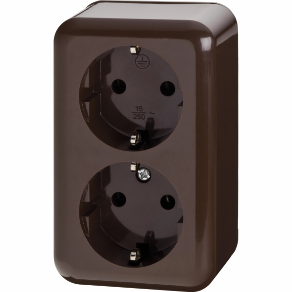 Sonstige Dvojitá zásuvka na omítku, hnědá