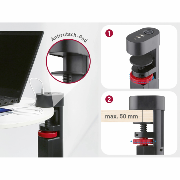 Sonstige 3cestný prodlužovací kabel s USB porty, černý, 1...