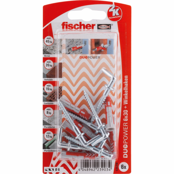 Fischer Hmoždinky DuoPower O 6 mm x 30 mm WH K 6 kusů s ú...