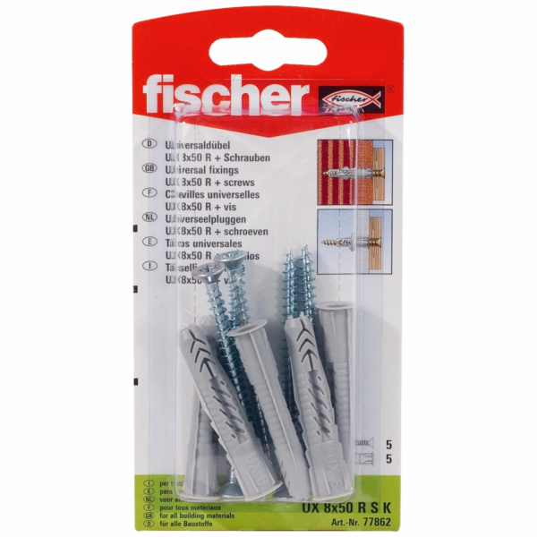 Fischer Univerzální hmoždinka UX 8 x 50 RSK (s okrajem) s...