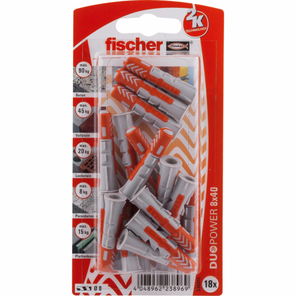 Fischer Hmoždinky DuoPower O 8 mm x 40 mm K 18 kusů
