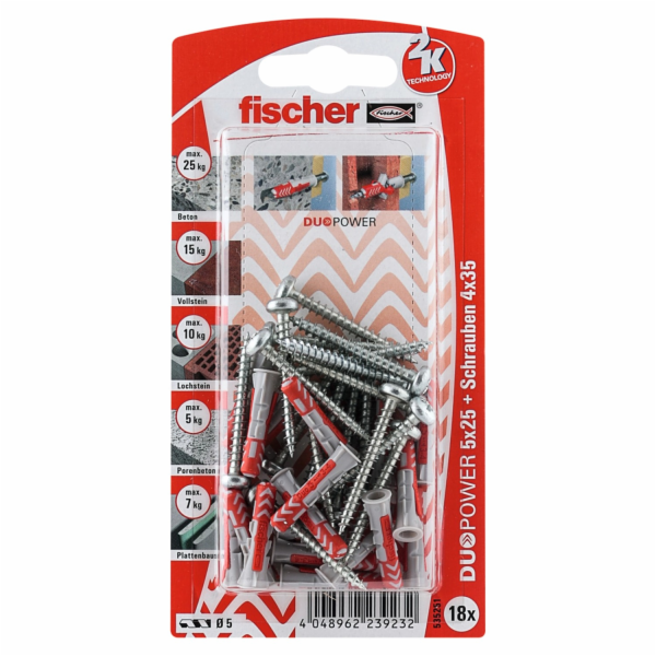Fischer Hmoždinky DuoPower O 5 mm x 25 mm S PH K 18 kusů ...