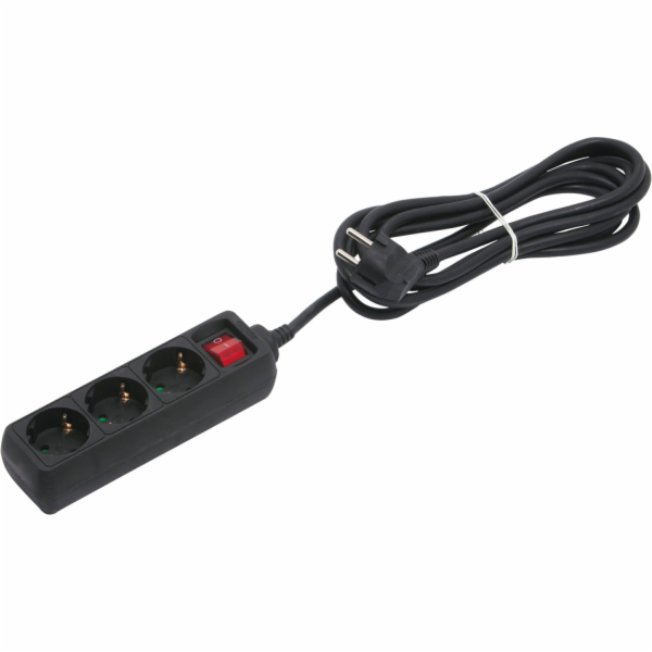 Sonstige 3cestný prodlužovací kabel s vypínačem, černý, 3 m