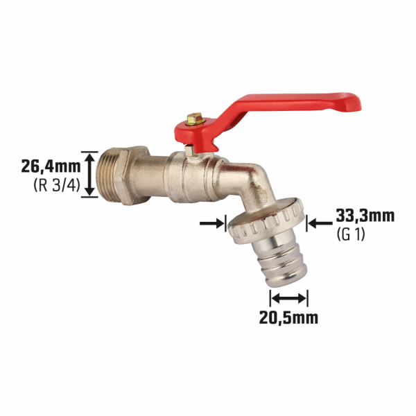 Sonstige Kulový kohout s hadicovou koncovkou 26,4 mm (R 3/4)