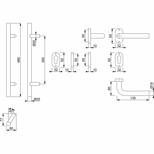 AnsaPro Sada madel Douro pro vchodové dveře, nerezová oce...