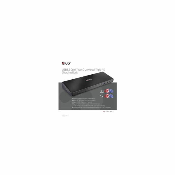 Club3D Dokovací stanice USB 3.2 typ C (5xUSB/USB-C/3xHDMI...