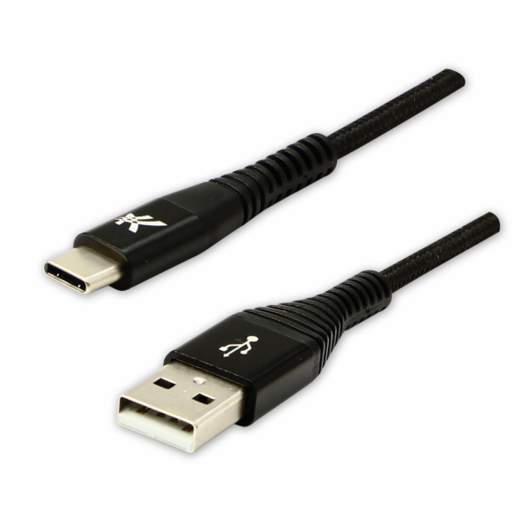Kabel USB Logo USB-A - USB-C 1 m Černý