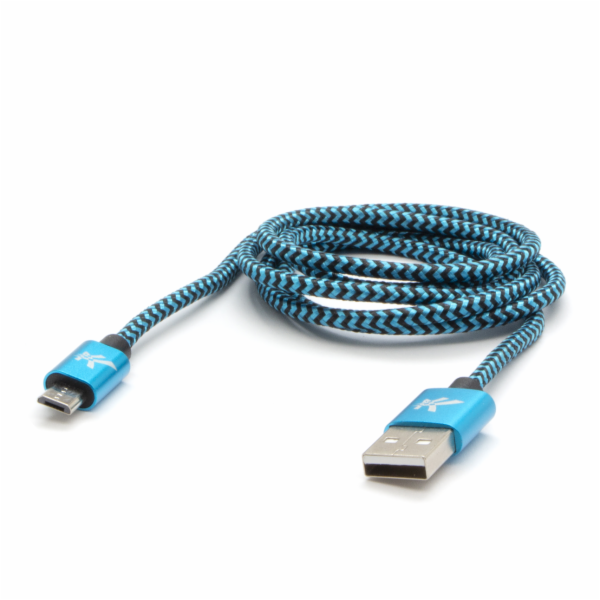 USB kabel Logo USB-A - microUSB 1 m Modrý