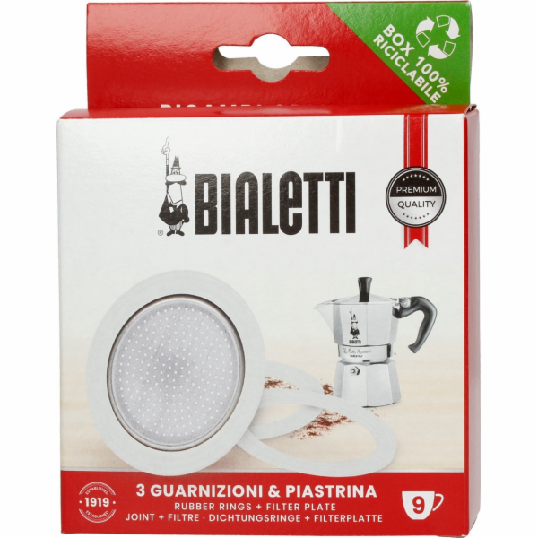 Bialetti Ricambi 3 Ersatz- dichtungen +1 Filter 9 Tassen