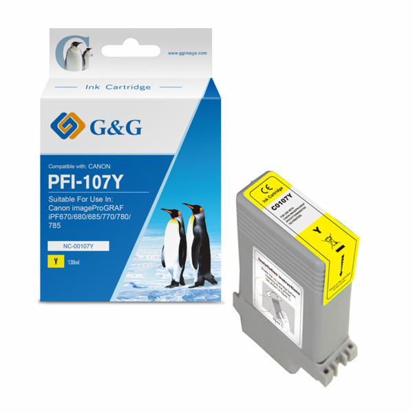 Tusz G&G G&G Kompatybilny Ink / Tusz Z Pfi107Y, Yellow, 1...