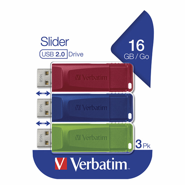 Pendrive Verbatim Slider (3 ks), 16 GB (49326)