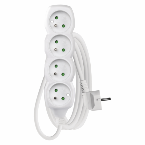 Prodlužovací kabel 3 m / 4 zásuvky / bílý / PVC / 1,5 mm2