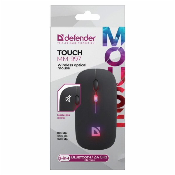 Defender mouse TOUCH bezdrátová tichá klikací myš MM-997 ...