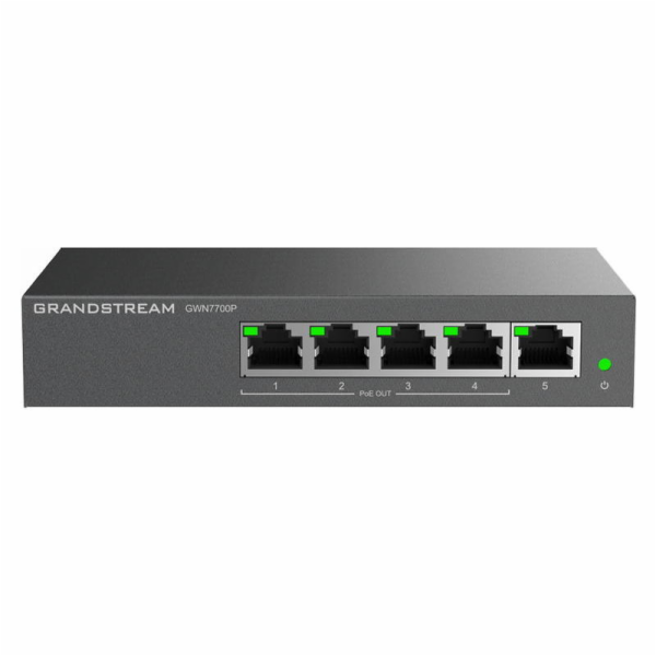 Grandstream GWN 7700P 5xGbE, 4xPOE, neřízený přepínač