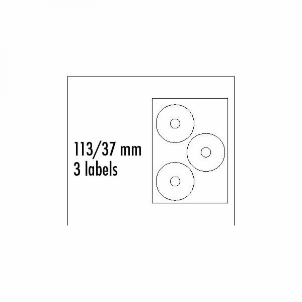 Logo etikety na CD bílé  113/37mm  balen