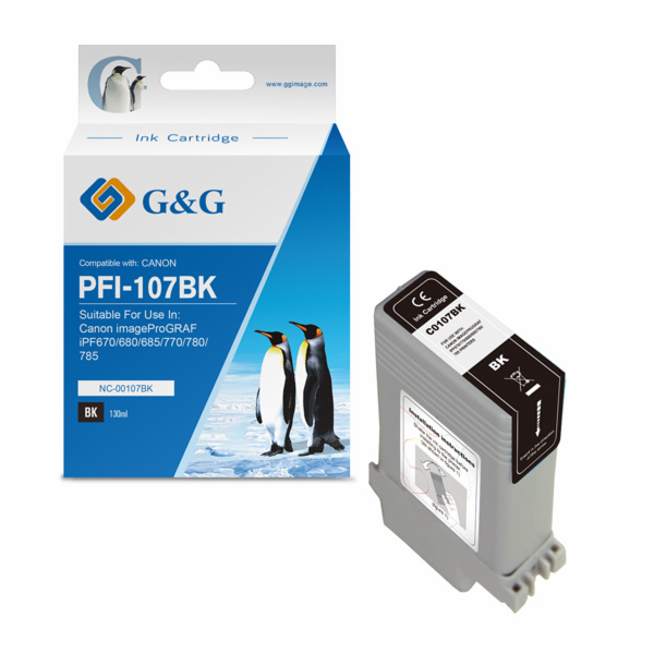 Inkoust G&G kompatibilní s PFI107BK, NC-00107BK, 6705B001...