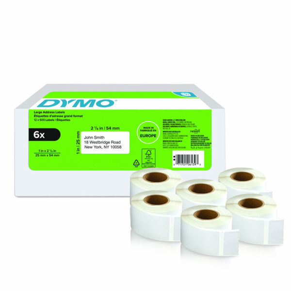 DYMO LW-Rücksendeadress-Etiketten groß 25x54mm 6x 500St/Rol