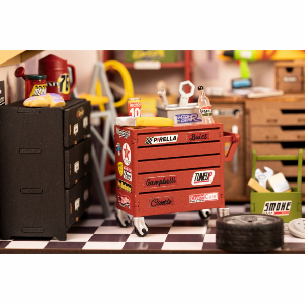 RoboTime 3D dřevěná skládačka Miniatura domečku Garáž